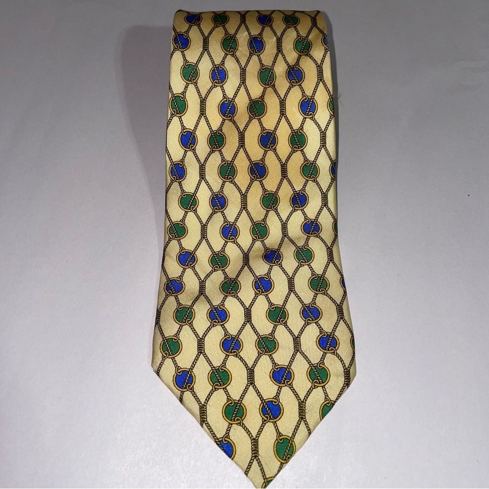 Burberry Vintage Mens Silk Necktie Equestrian Rope Print Career Formal Luxury